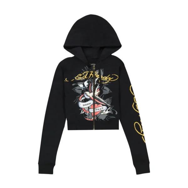 Ed Hardy Swallow Cropped Hoodie